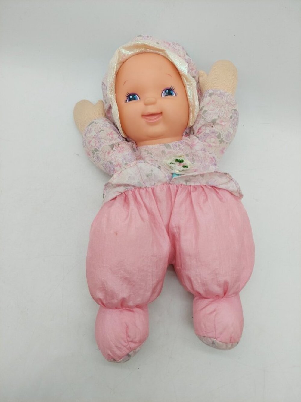 Goldberger Baby Doll Plush Floral Nylon Stuffed Vinyl Face Vintage